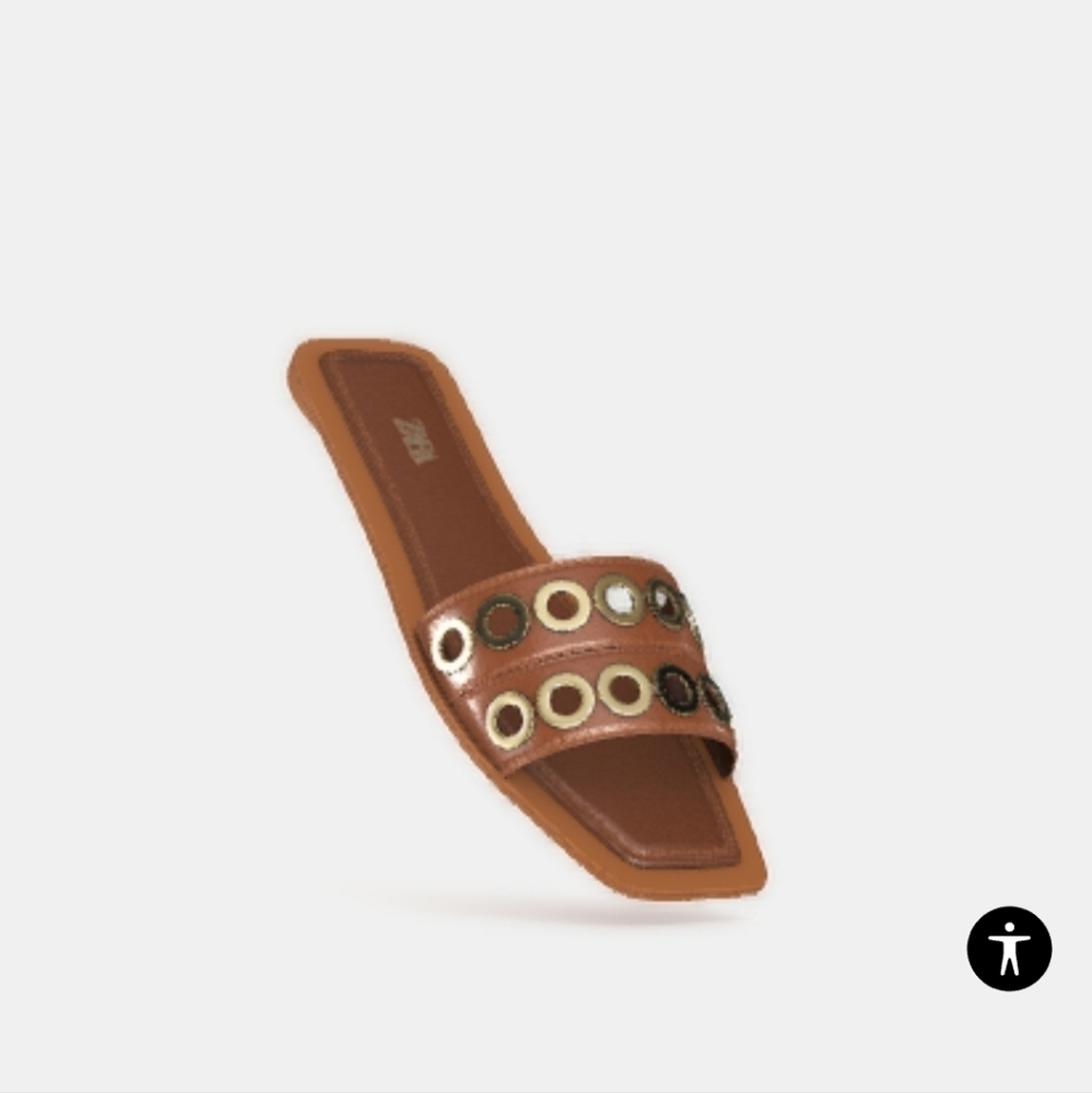 ZARA GOLD EMBELLISHED SANDAL EUR 37/ US 7 ivory and camel set Grommett - Picture 4 of 6